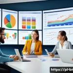 Home 21 브랜드 마케팅 직무에서 자주 사용하는 용어 - A professional marketing team in a modern office environment analyzing detailed customer segmentatio...
