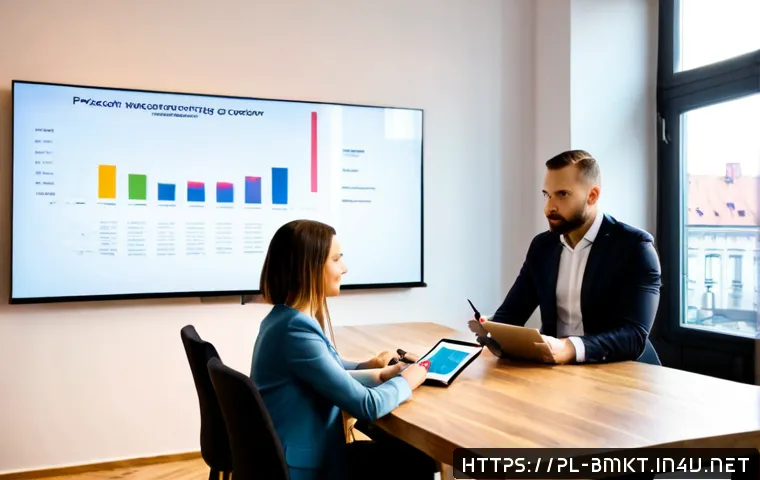 브랜드 마케팅 관련 업계 트렌드 - Photorealistic modern Warsaw marketing strategy meeting, diverse Polish business team gathered aroun...